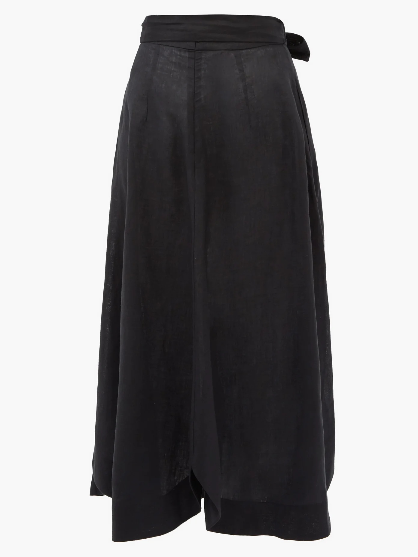 Belted scalloped-hem canvas midi skirt - 4