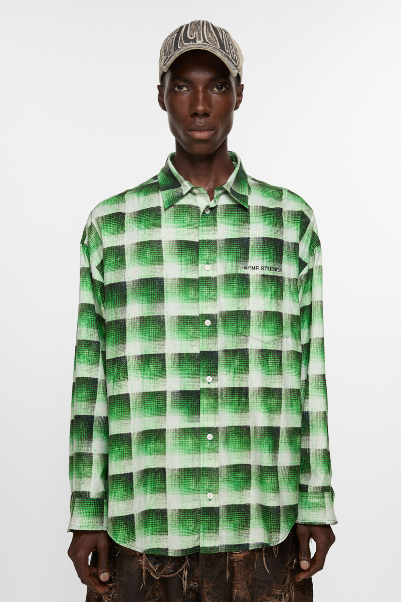 Acne Studios Check button-up shirt - Green outlook