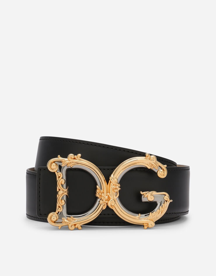 Leather belt with baroque DG logo - 1