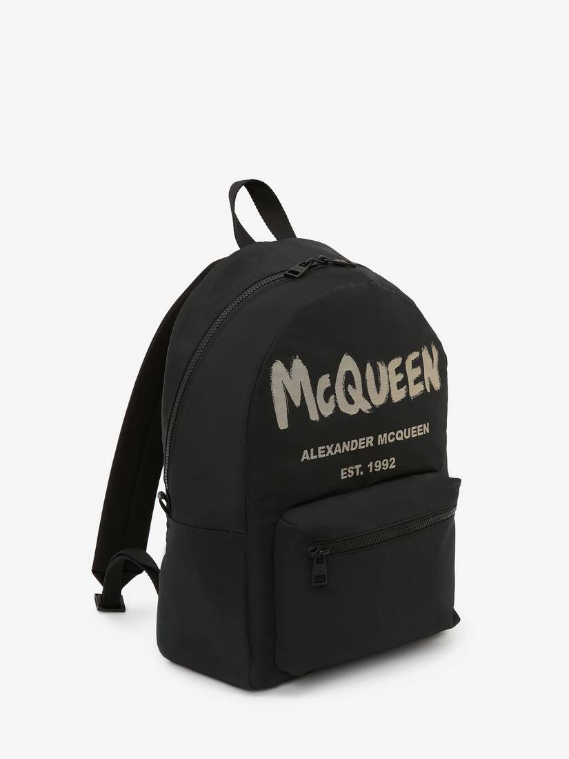 Men's McQueen Graffiti Metropolitan Backpack in Black/ivory - 2