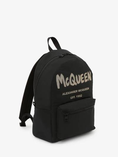 Alexander McQueen Men's McQueen Graffiti Metropolitan Backpack in Black/ivory outlook