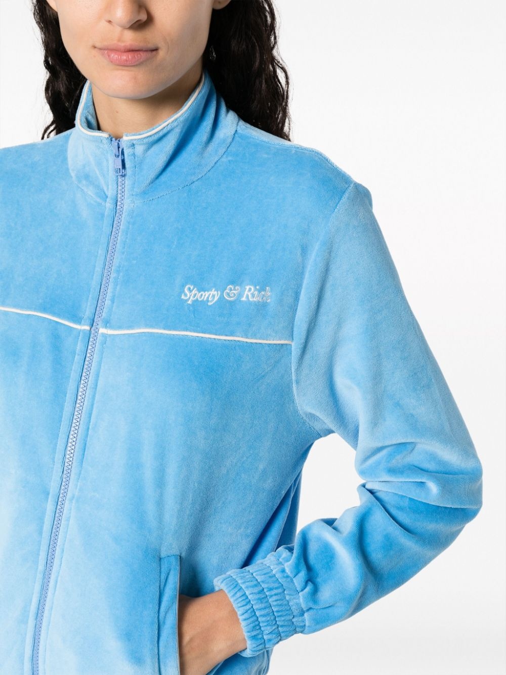 towelling-finish logo-embroidered jacket - 5
