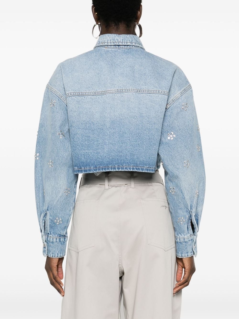 rhinestone-embellished denim shirt - 4