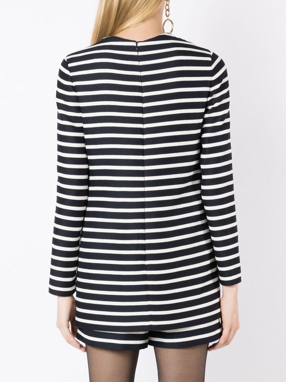 logo-plaque stripe-print playsuit - 4