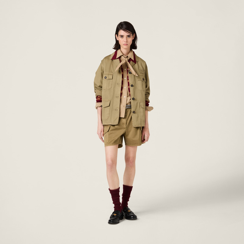 Miu Miu Garment-dyed cotton satin jacket outlook