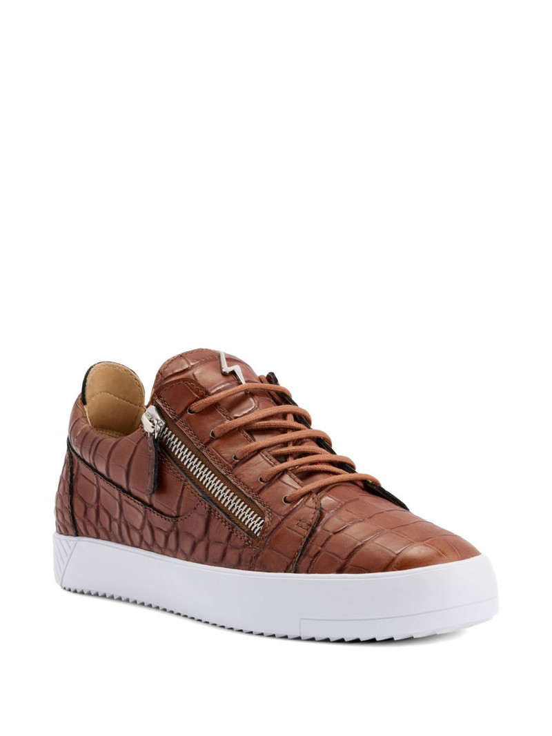 Giuseppe Zanotti Frankie crocodile print zip leather sneakers outlook