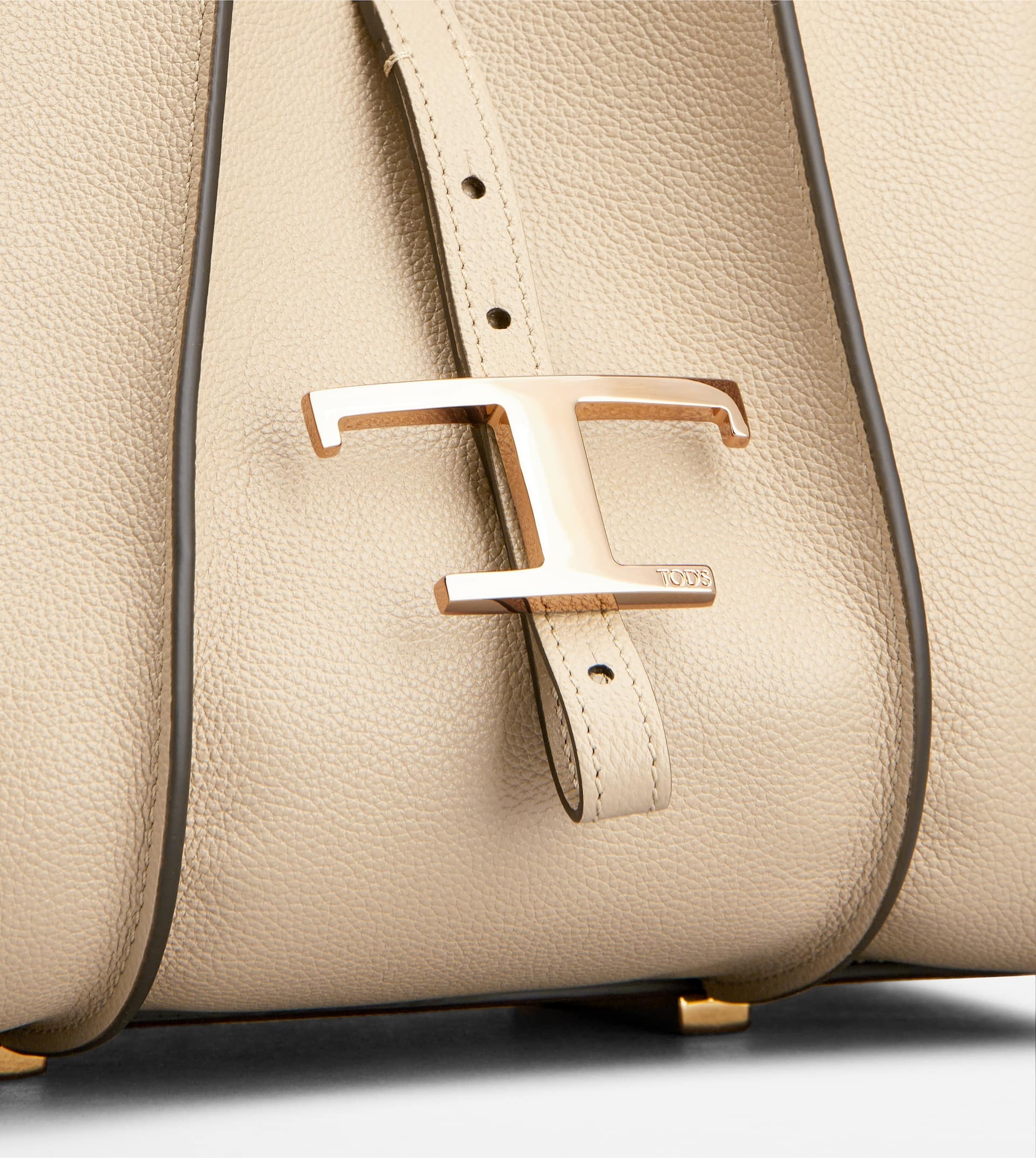 T TIMELESS SHOPPING BAG IN LEATHER MINI - BEIGE - 4