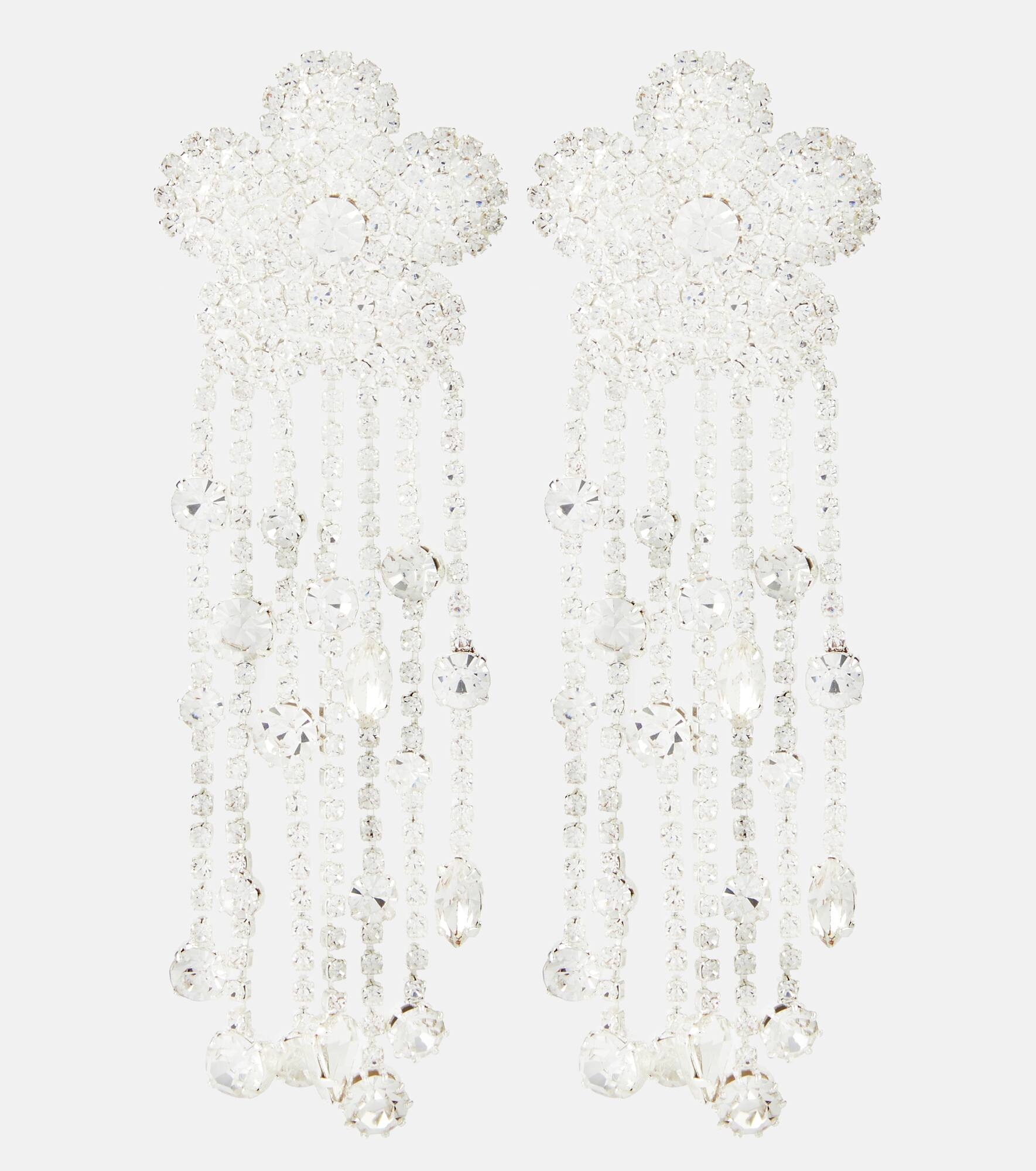 Floral crystal-embellished earrings - 1