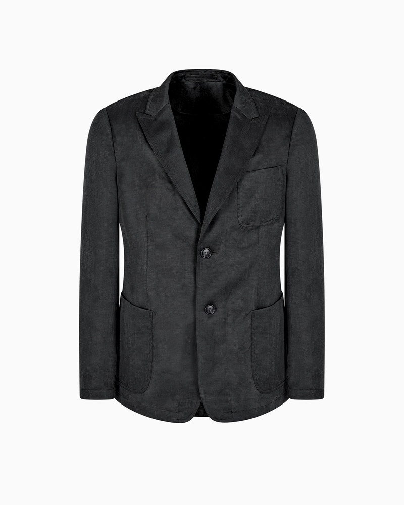 SINGLE-BREASTED JACKET IN WASHED LINEN AND LYOCELL CANVAS 1