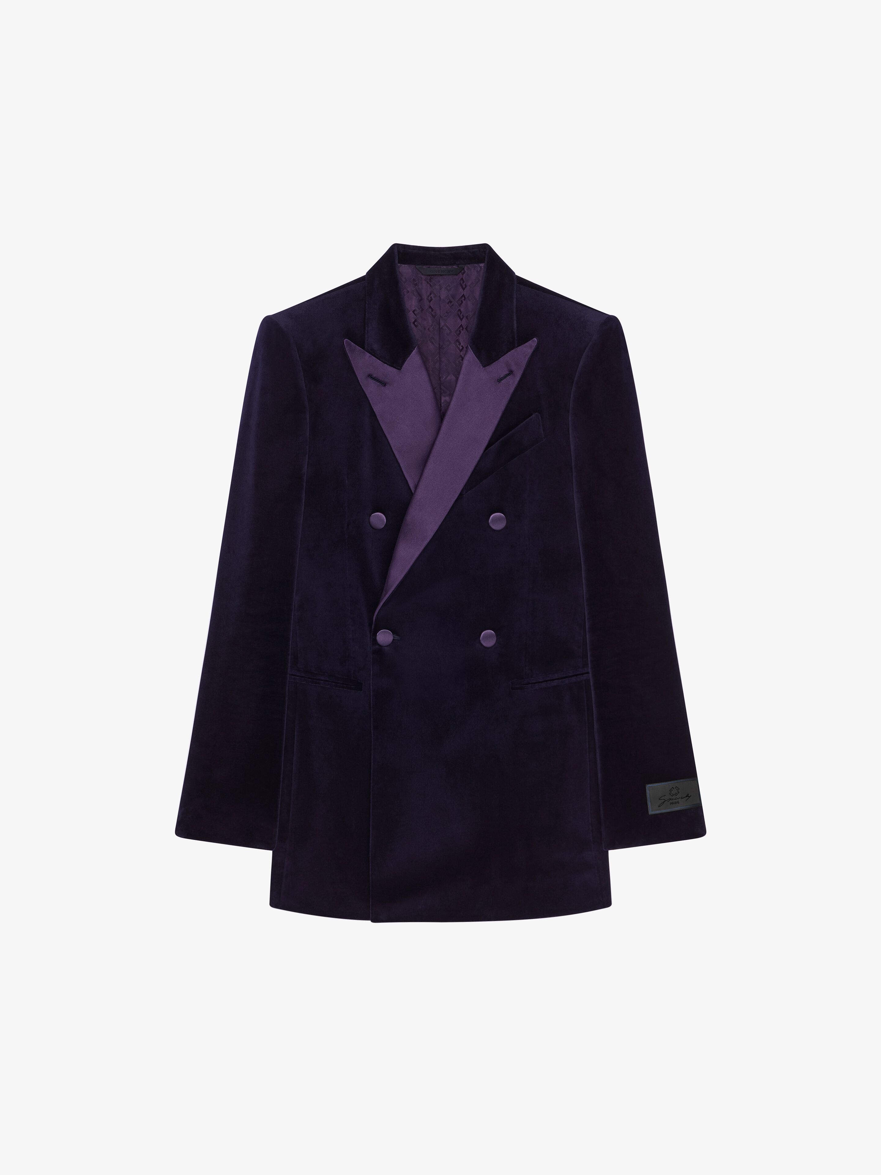 SLIM FIT JACKET IN VELVET WITH SATIN COLLAR - 1