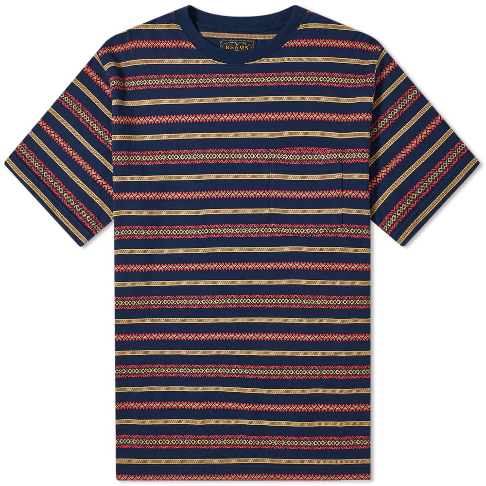 Beams Plus Jacquard Stripe Pocket Tee - 1