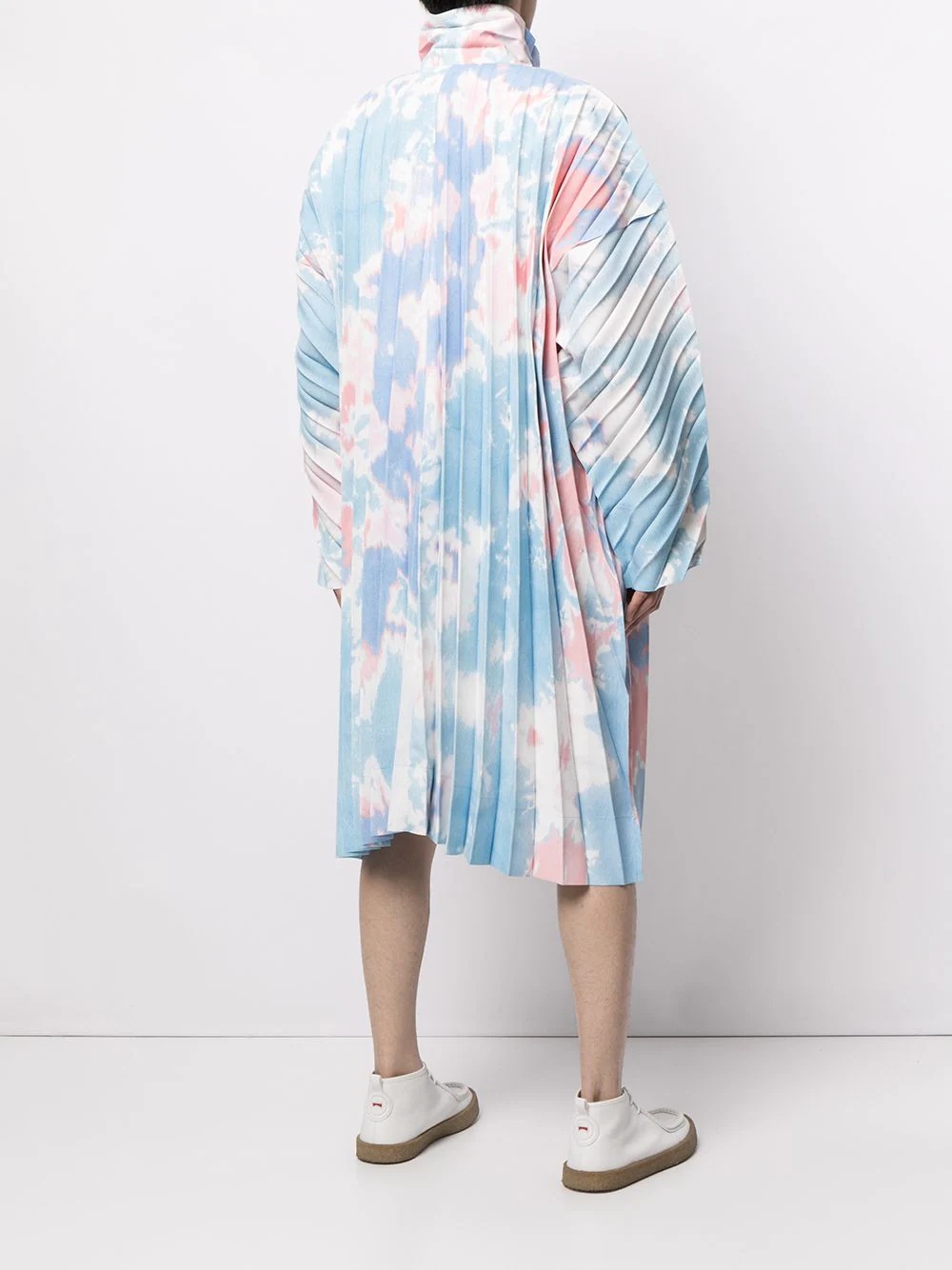 tie-dye pleated coat - 4