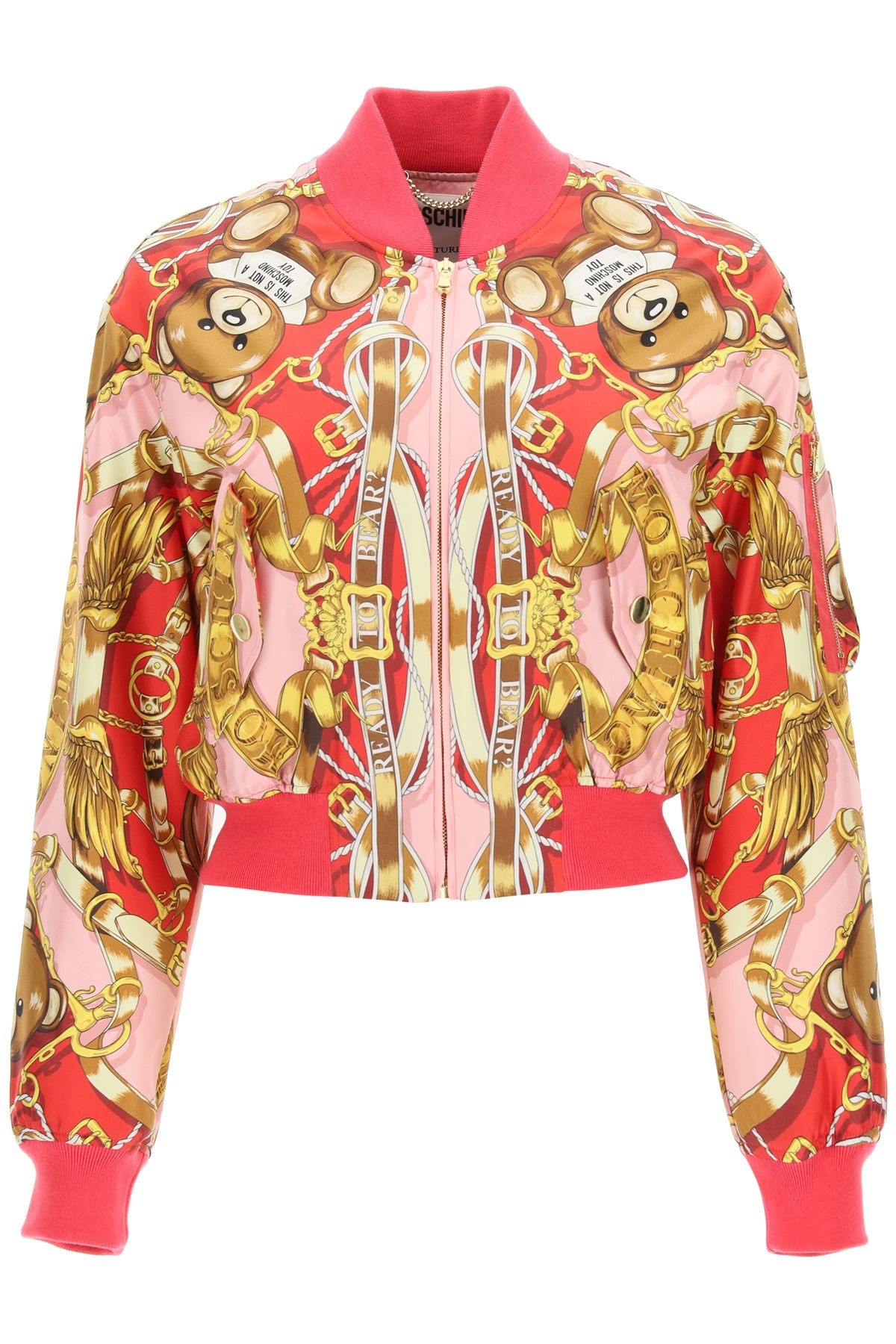 SILK BOMBER WITH TEDDY SCARF PRINT - 1