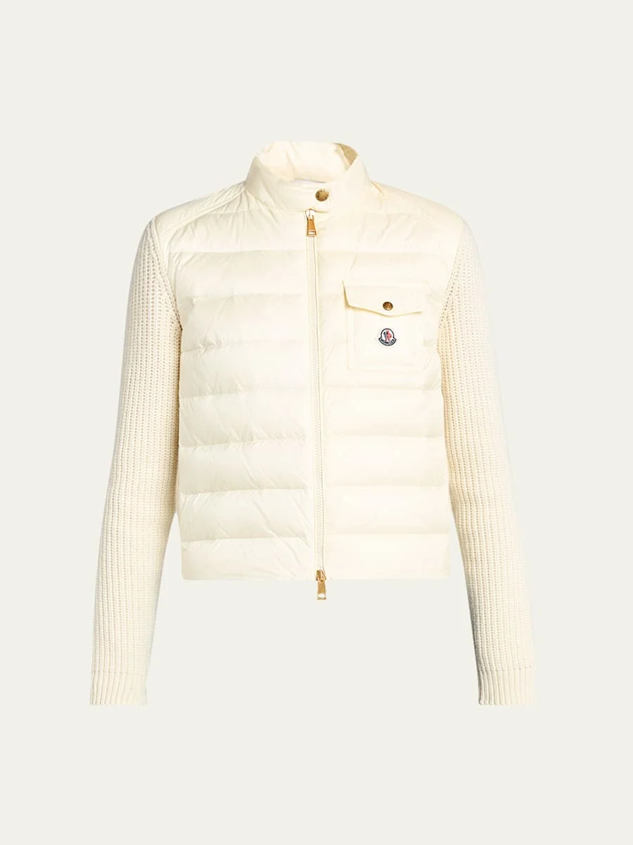 Padded Wool Zip-Up Cardigan - 1