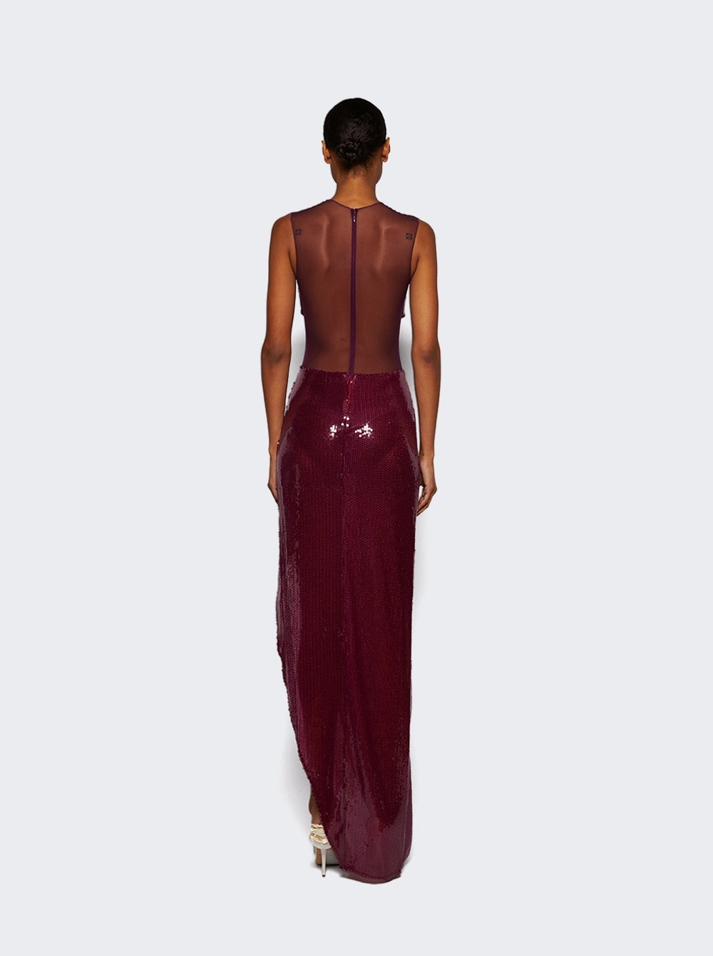 Longline Asymmetrical Drape Gown Plum - 5