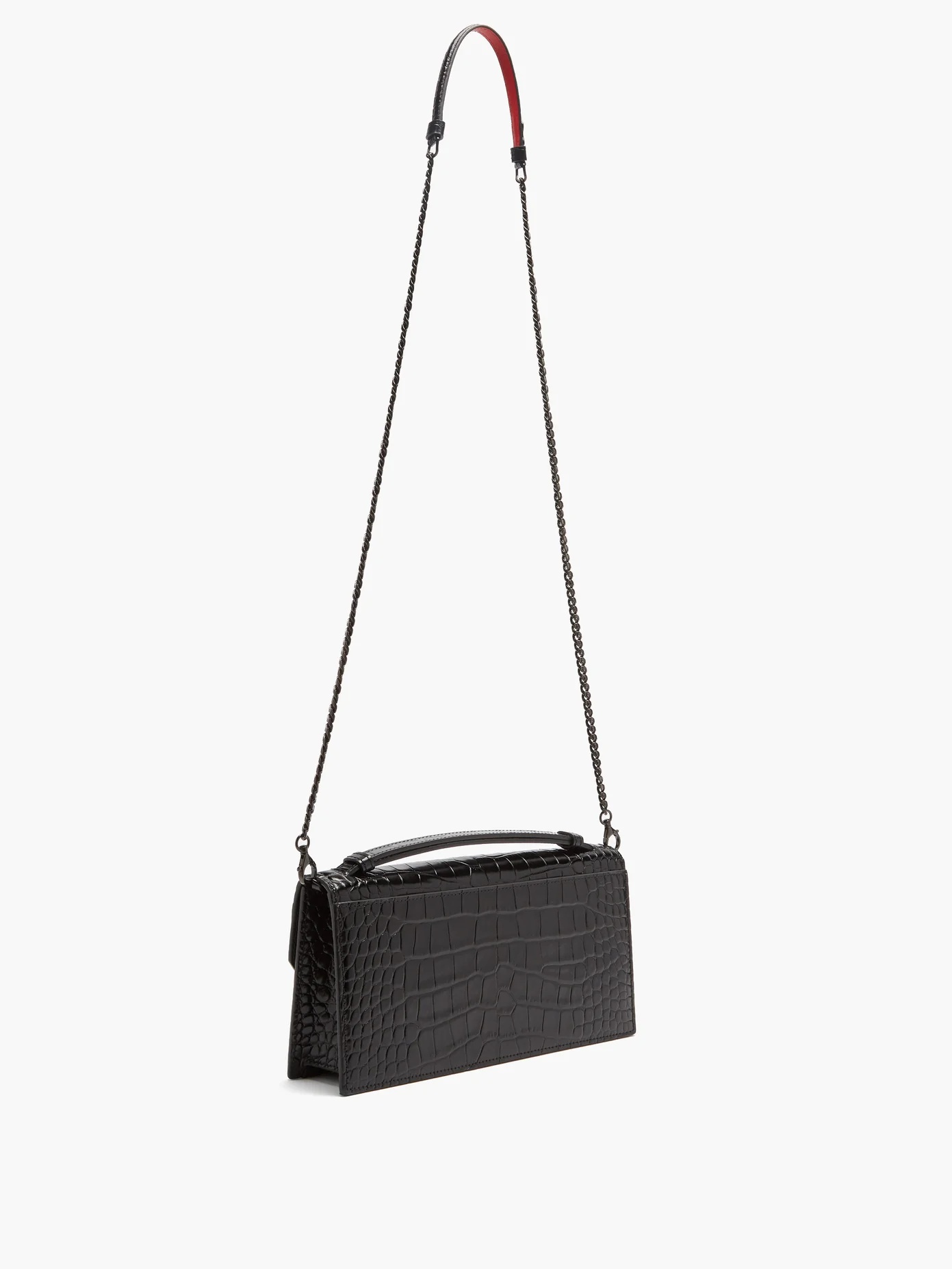 Elisa crocodile-effect leather baguette bag - 4