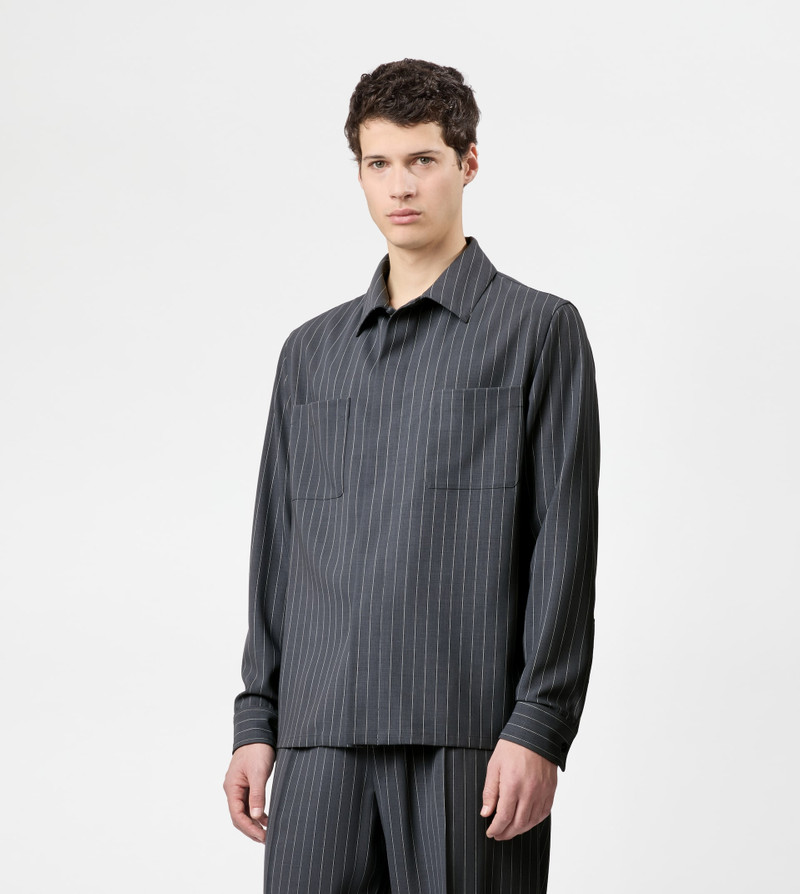 SHIRT IN PINSTRIPE WOOL - GREY 3