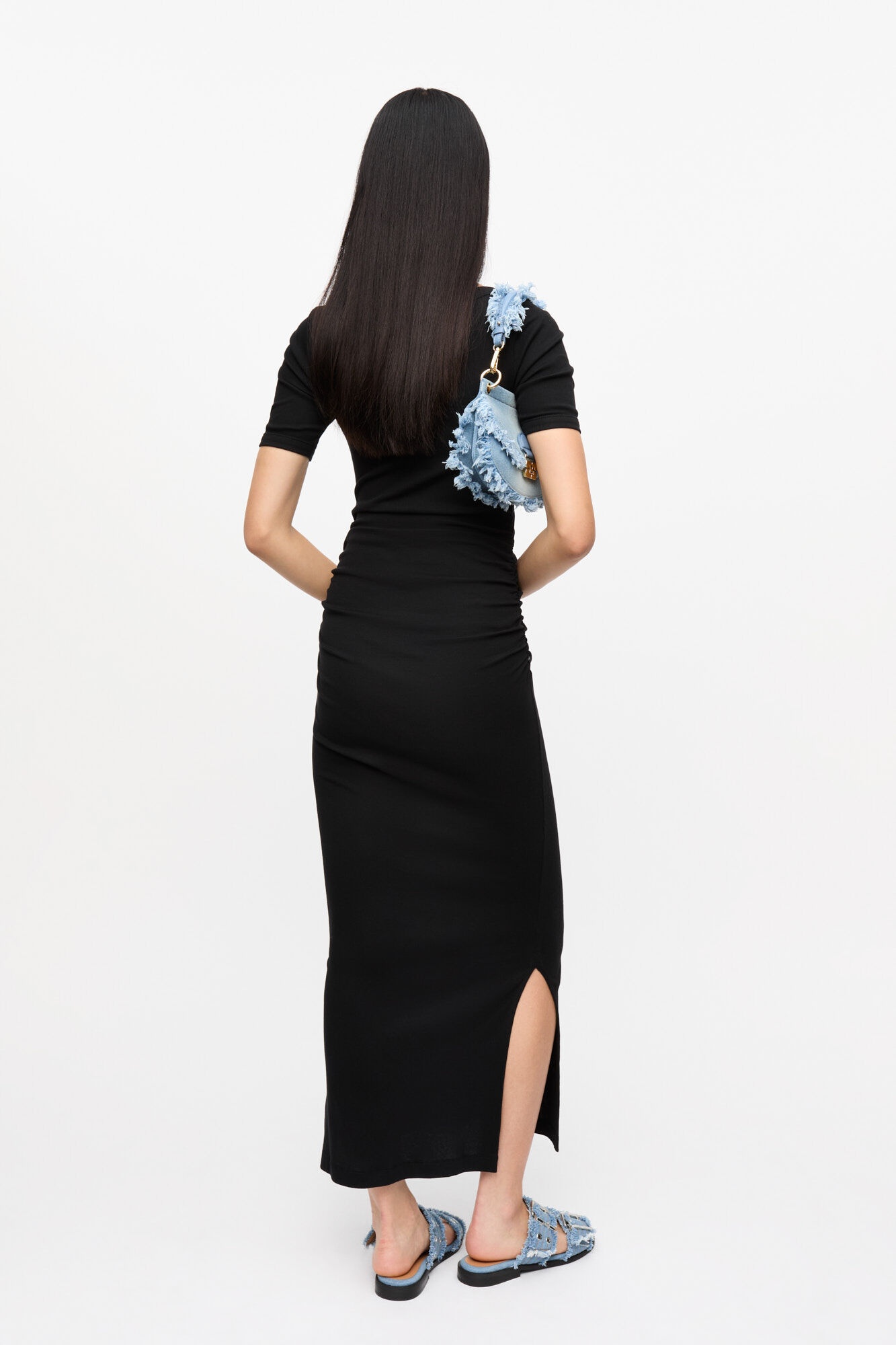 BLACK SOFT COTTON RIB DRESS - 3