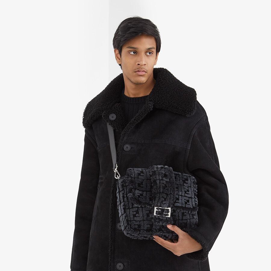 Black and gray shearling bag - 6