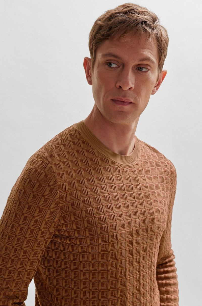REGULAR-FIT SWEATER IN SILK WITH GEOMETRIC STRUCTURE 3