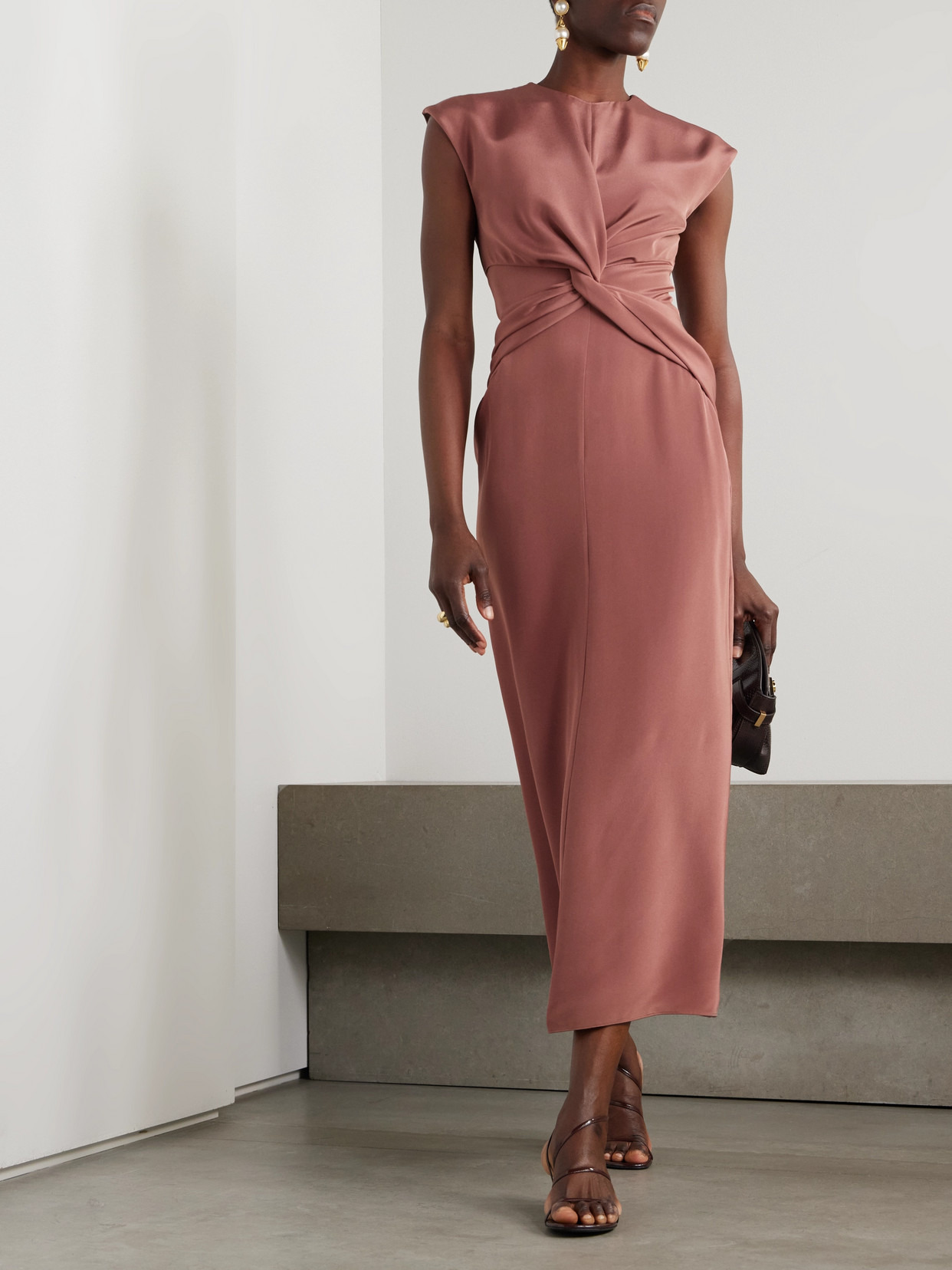 Jessa Twist-front Crepe Midi Dress - 2
