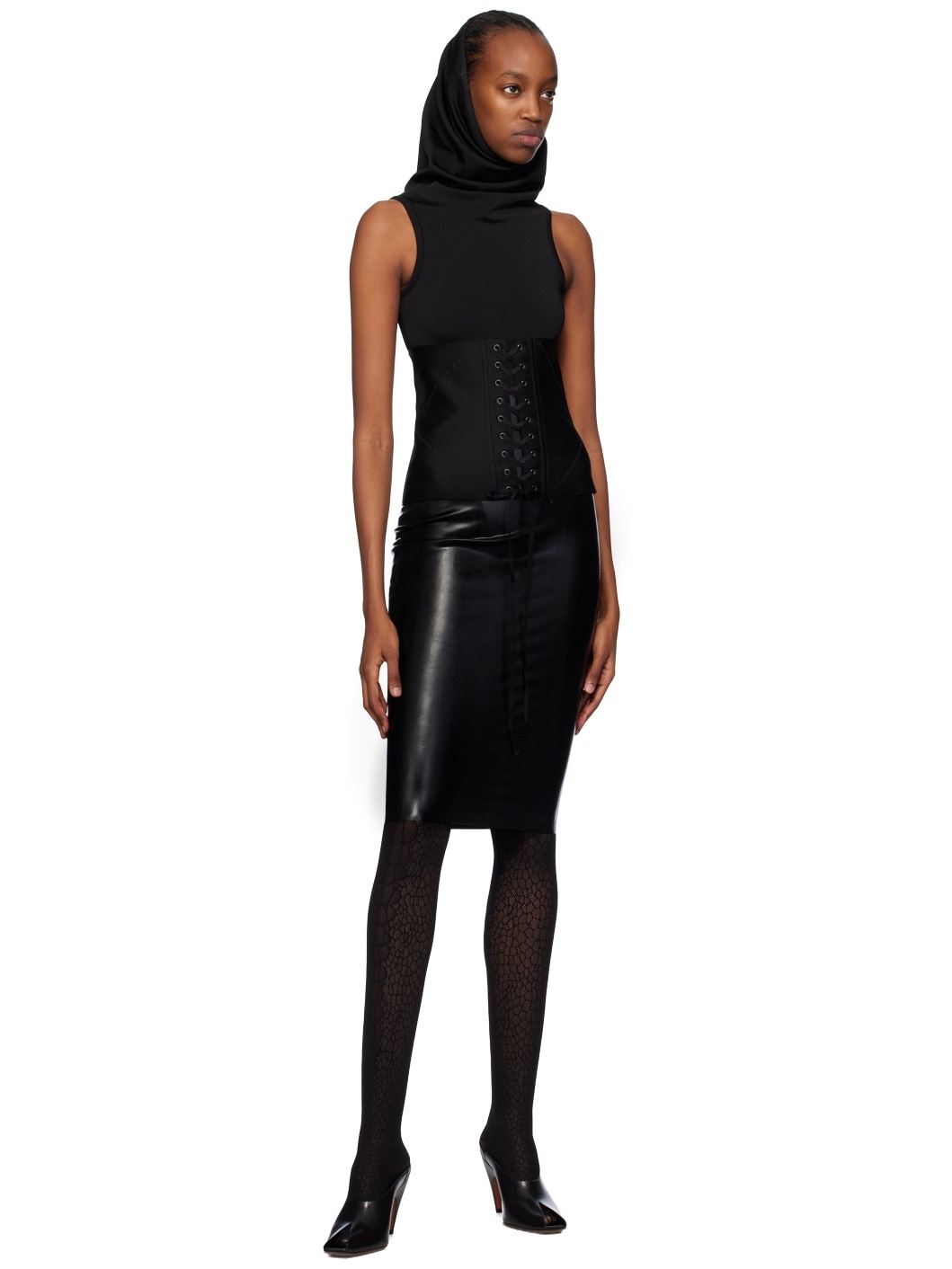 Black Hooded Bodysuit - 5