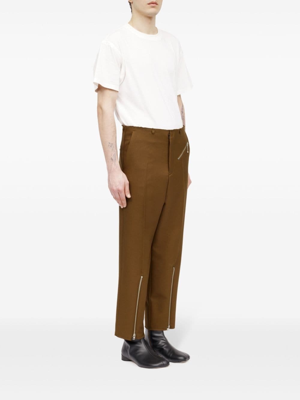 zip-detail tailored trousers - 3