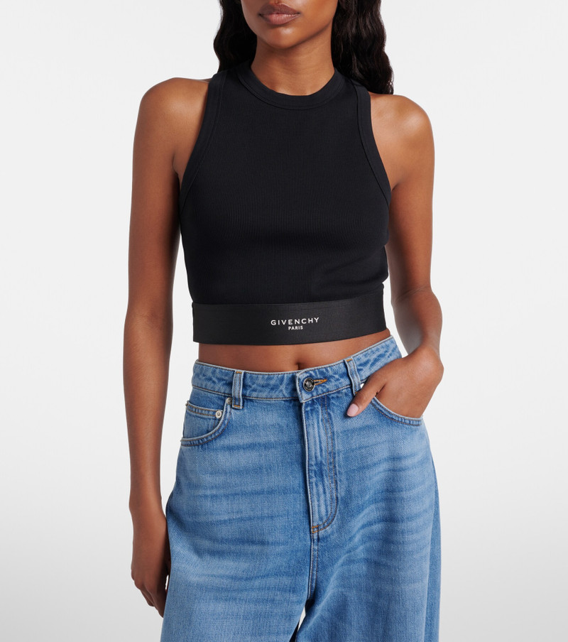 Givenchy Logo ribbed-knit cropped cotton tank top outlook