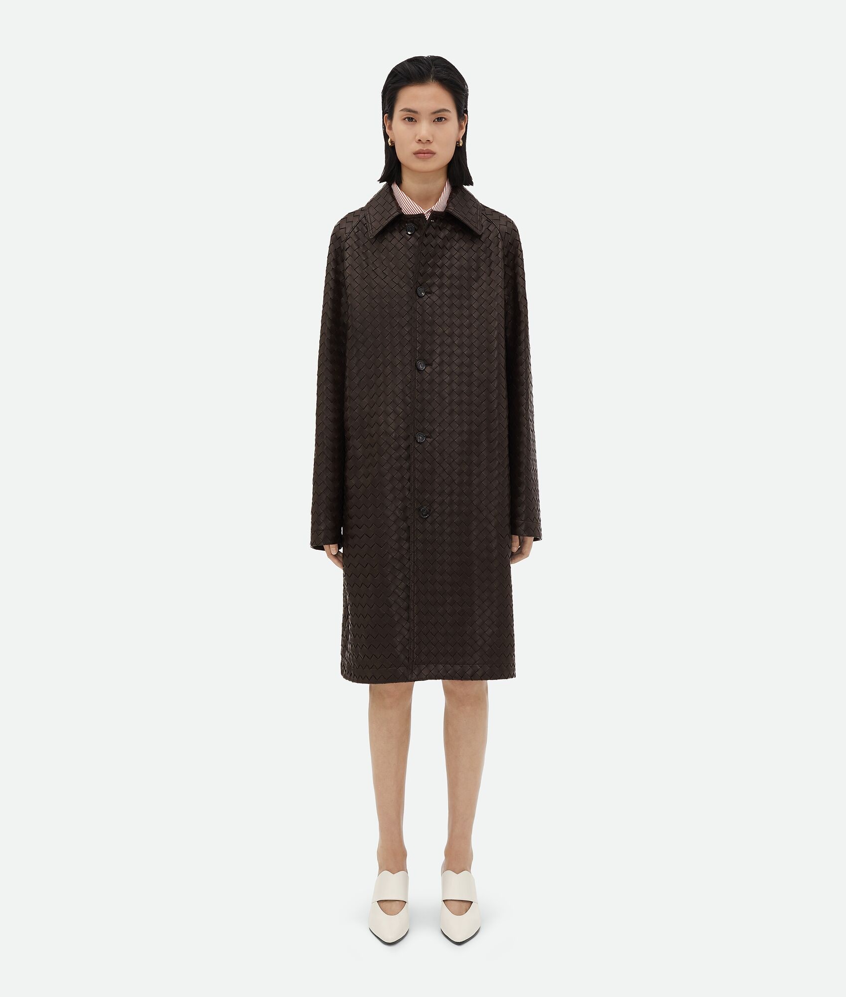 Intrecciato Leather Coat - 4