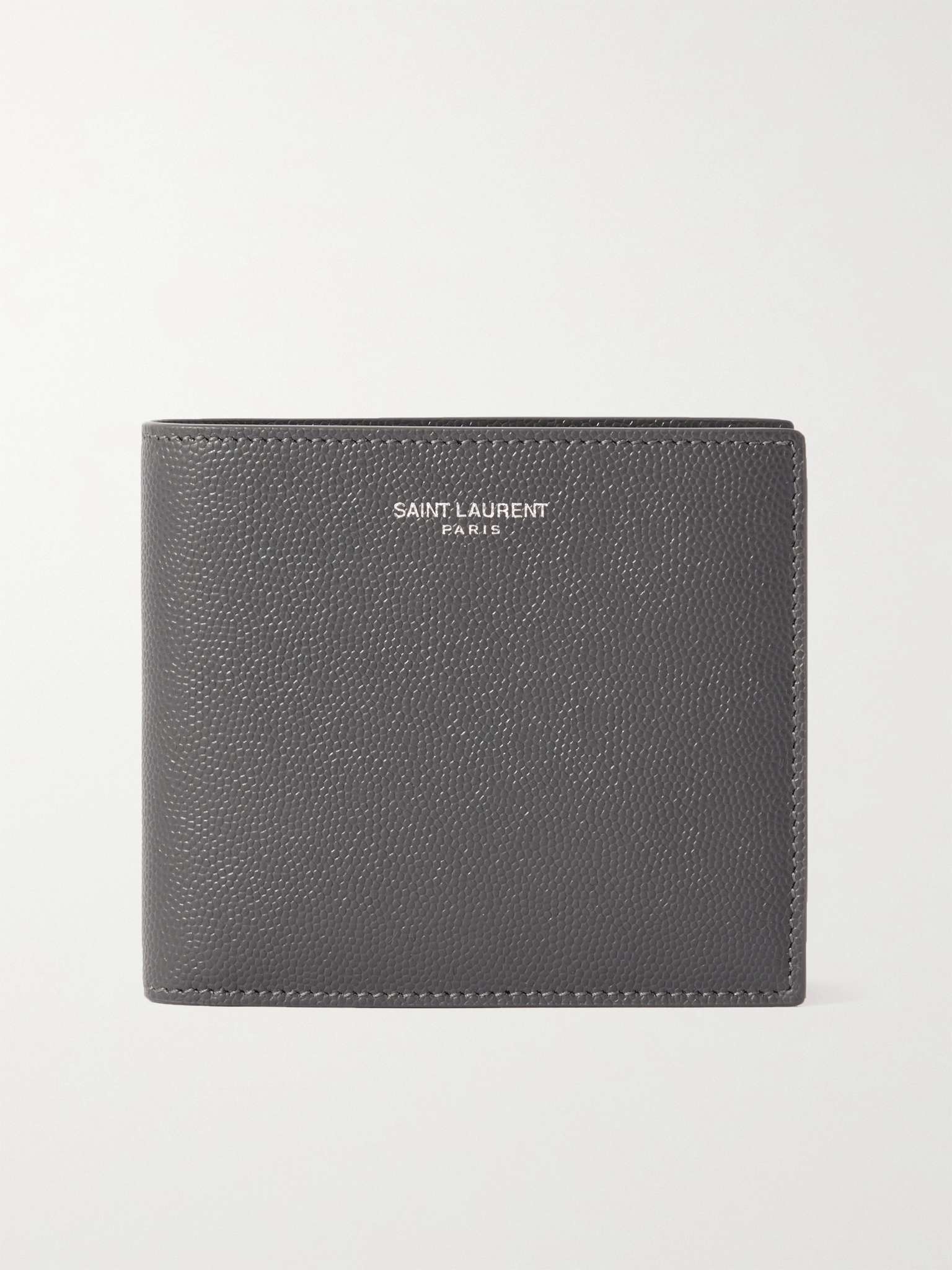 Logo-Print Pebble-Grain Leather Billfold Wallet - 1