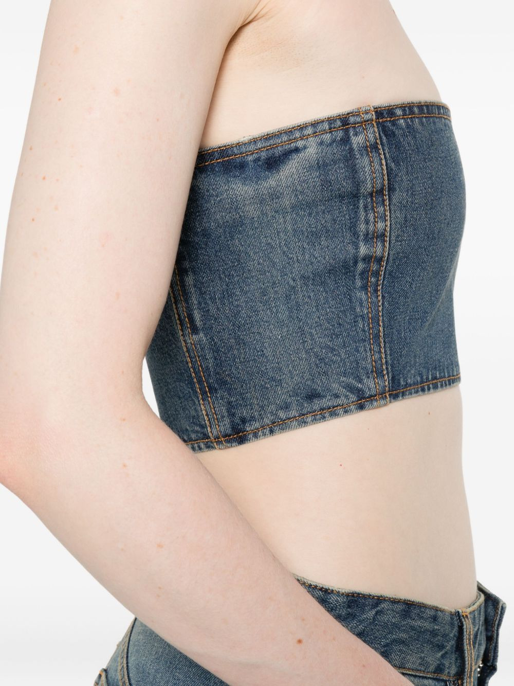 cropped denim top - 5