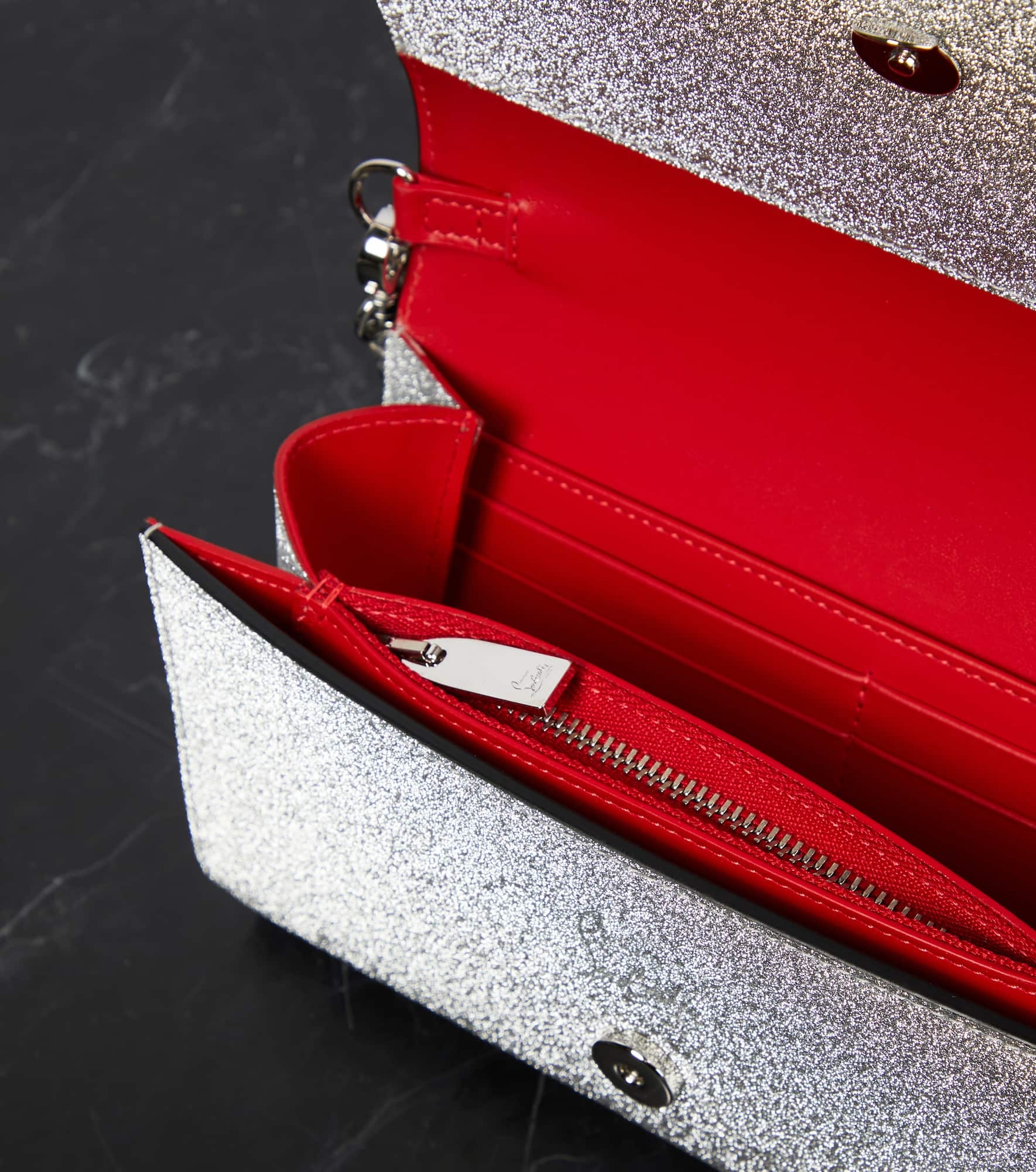 Loubi54 glitter leather clutch - 3