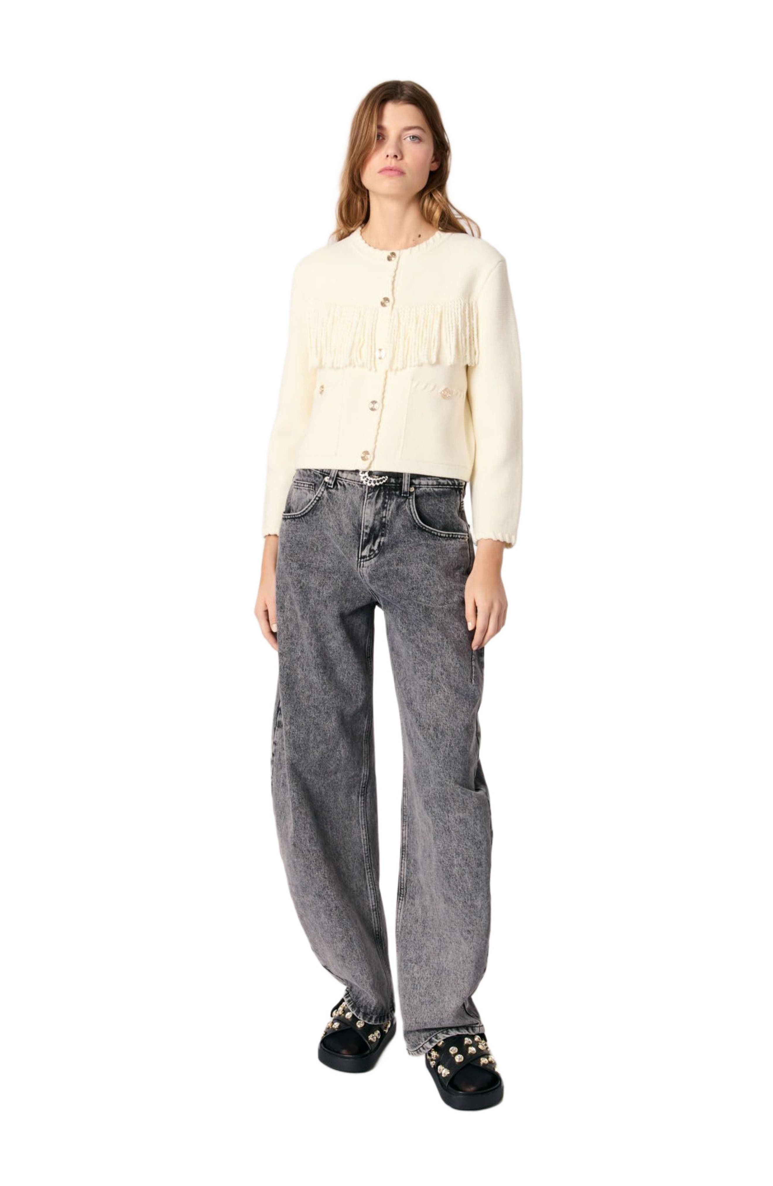 maje Fringed cardigan in Ecru at Nordstrom - 1