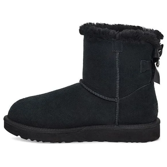 (WMNS) UGG Mini Bailey Brooch Fleece Lined Black 1119512-BLK - 1
