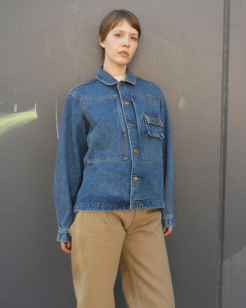 15oz Selvedge Denim 37 Work Shirt -Washed Indigo 6