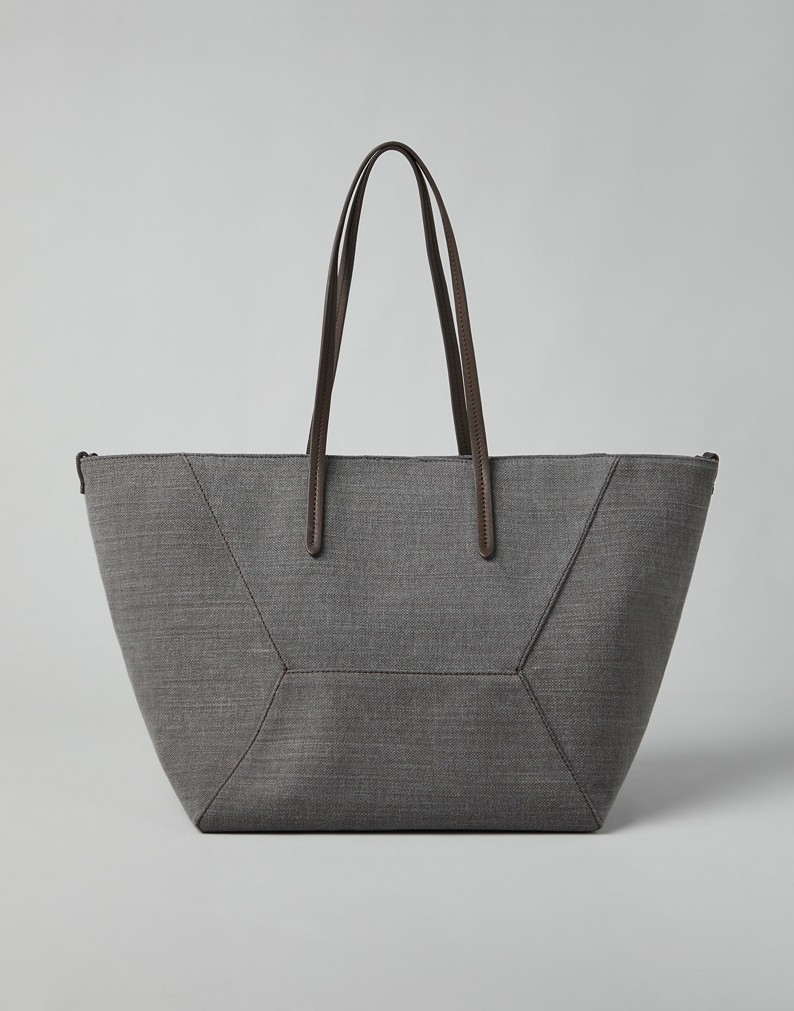 Cotton and linen canvas shopper bag with monili - 1