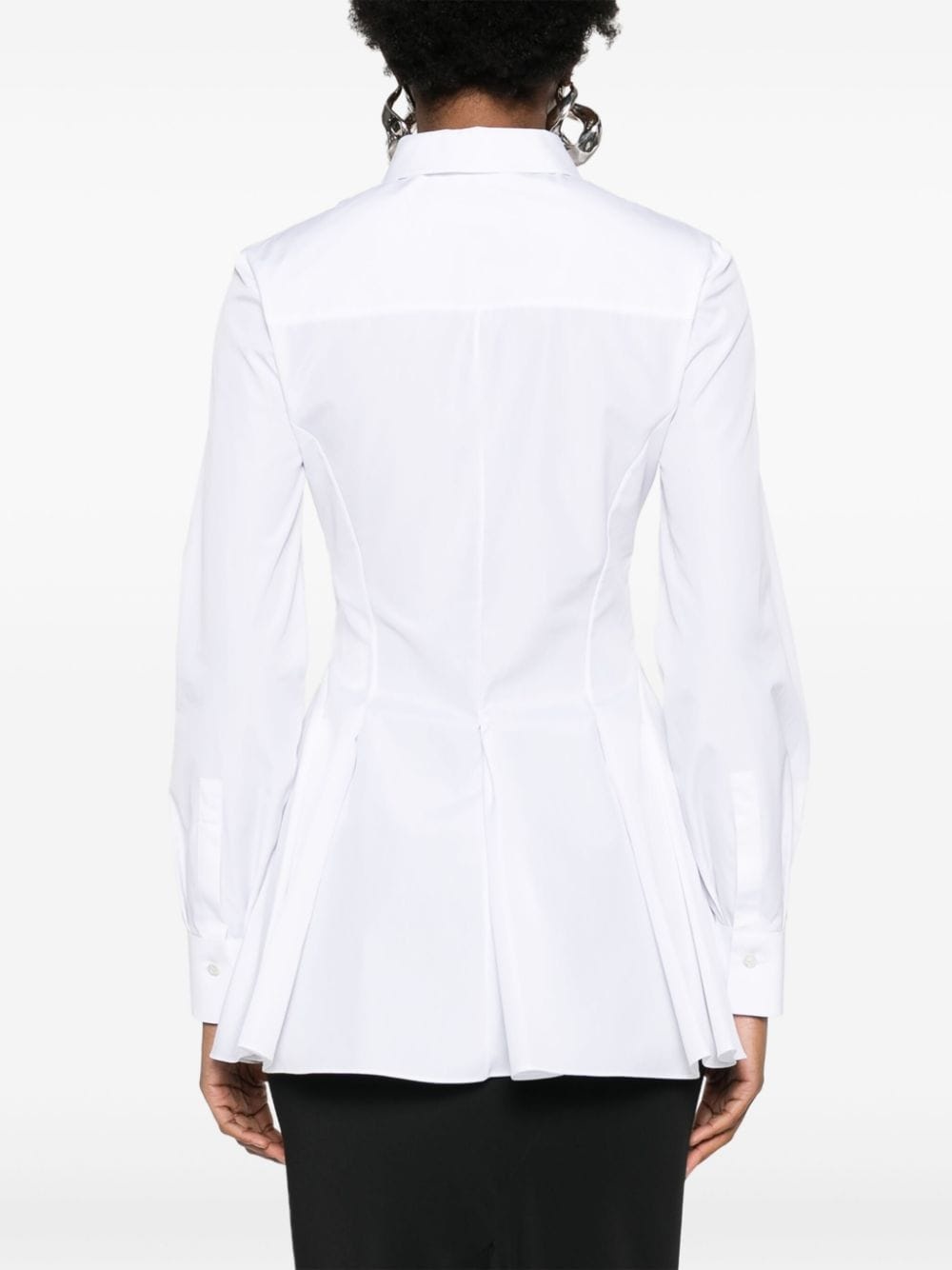 pleat-detail cotton shirt - 4