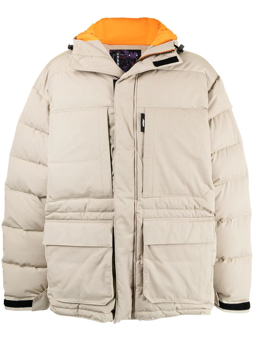 contrasting hood padded jacket - 1