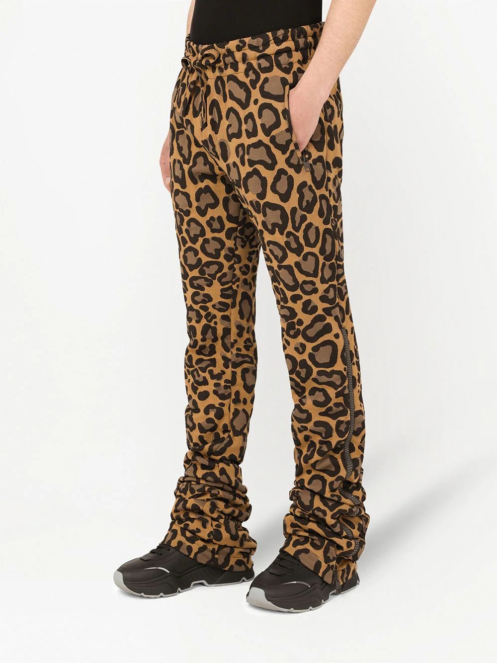 leopard-print drawstring trousers - 5