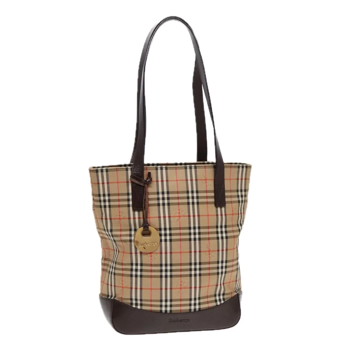 Burberry Nova Check Shoulder Bag Canvas Leather Beige Brown Gold - 1