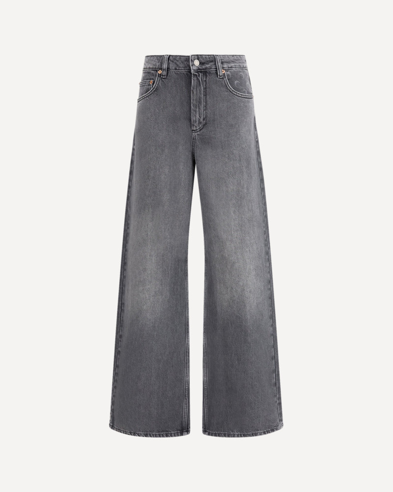 Moon Laser Grey Wash Denim High-Waist Flare Jeans 1