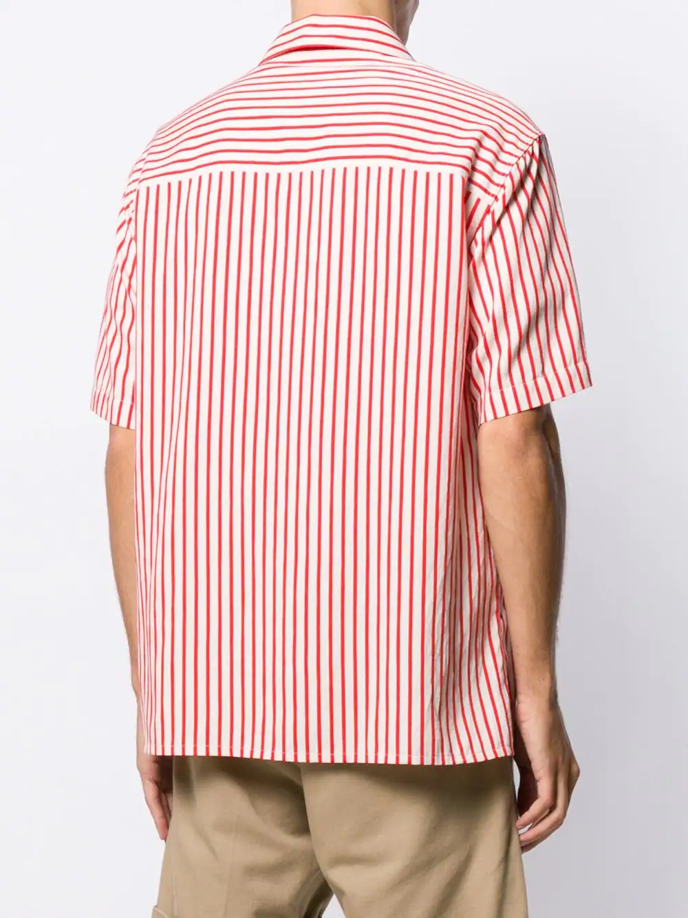 striped camp collar short-sleeve shirt - 4