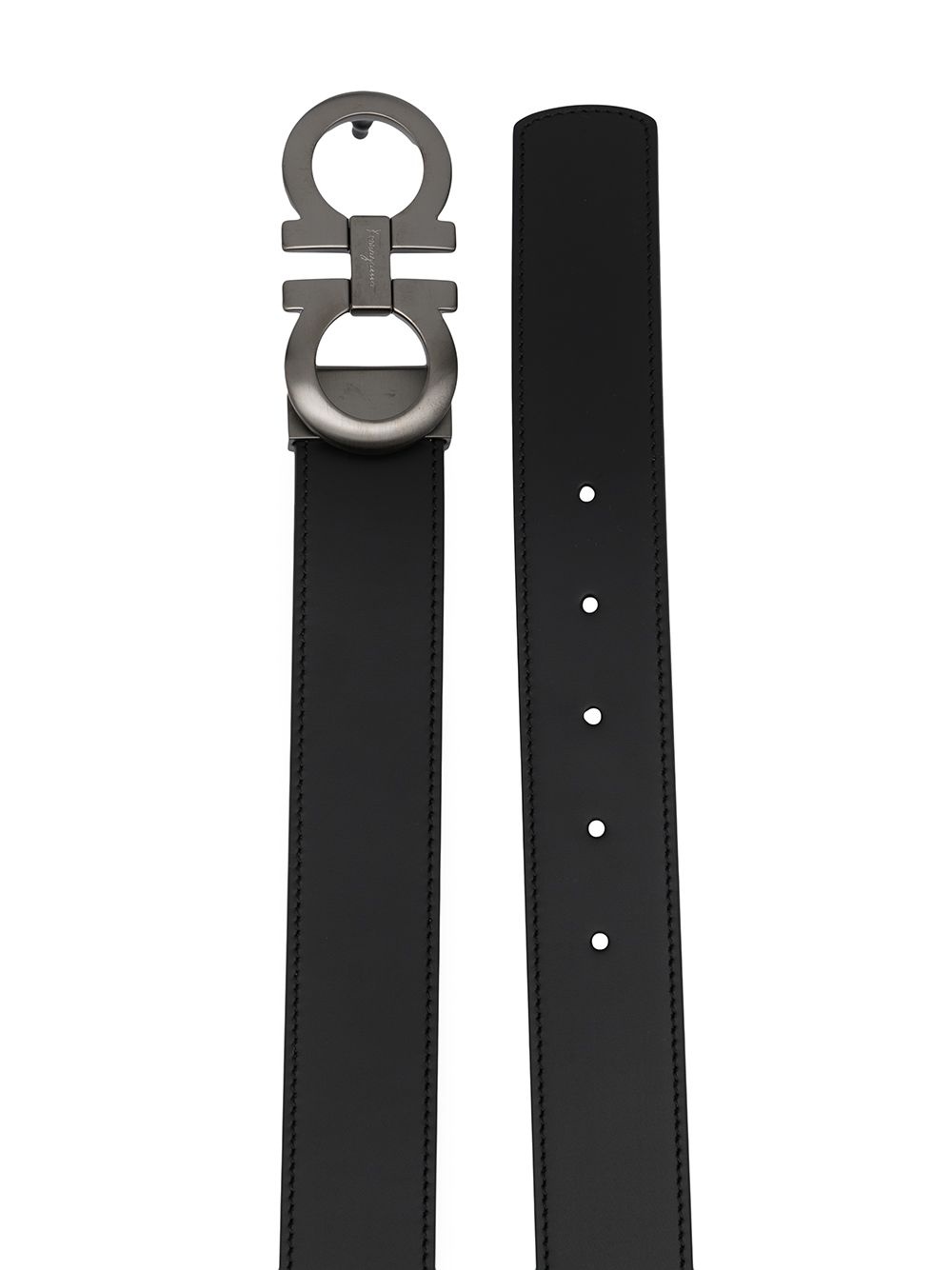 logo-buckle leather belt - 2