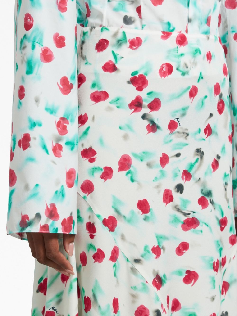 floral-print A-line cotton midi skirt - 5