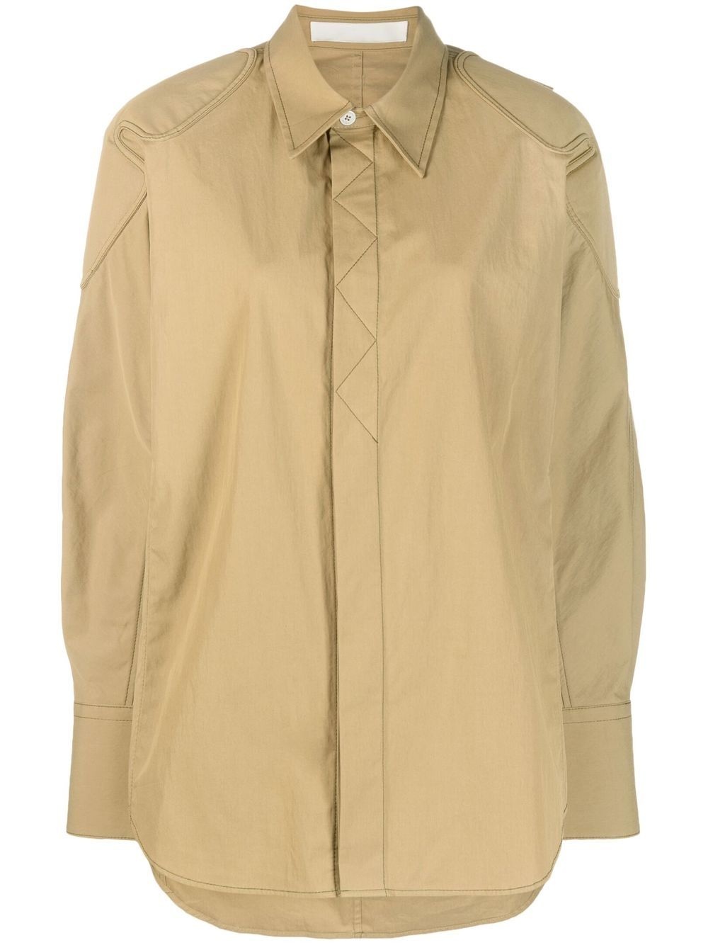 contrast stitching shirt jacket - 1