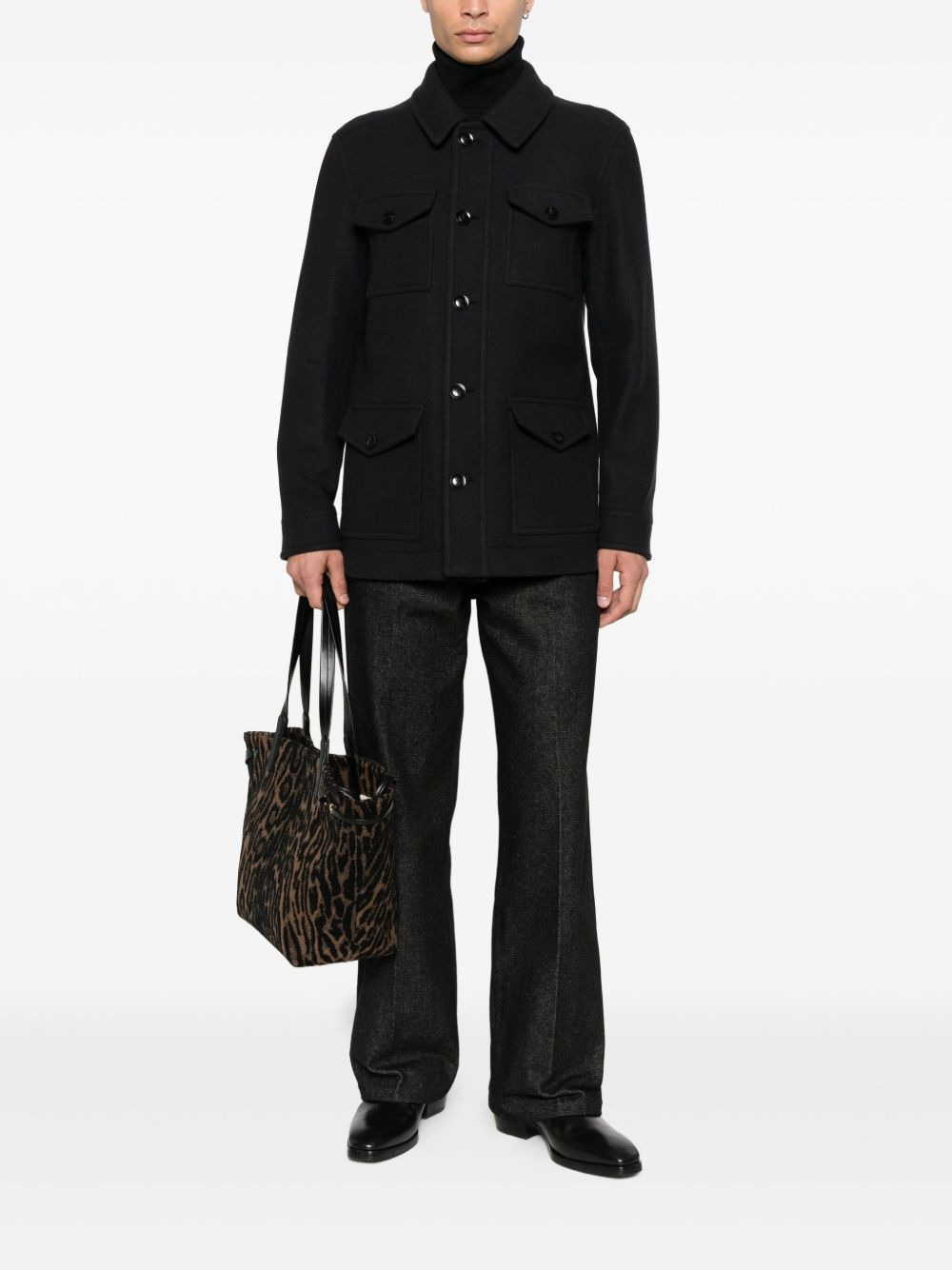 flap-pocket button-front jacket - 2