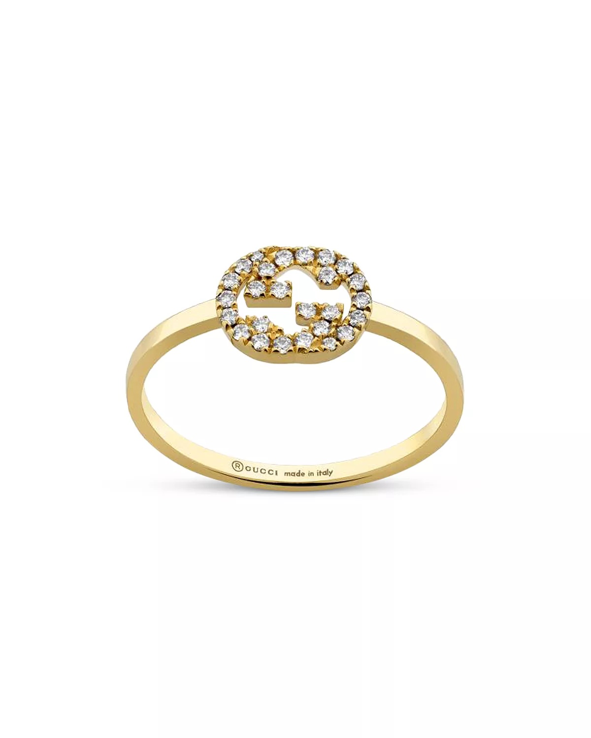 18K Yellow Gold Interlocking G Diamond Logo Ring - 4