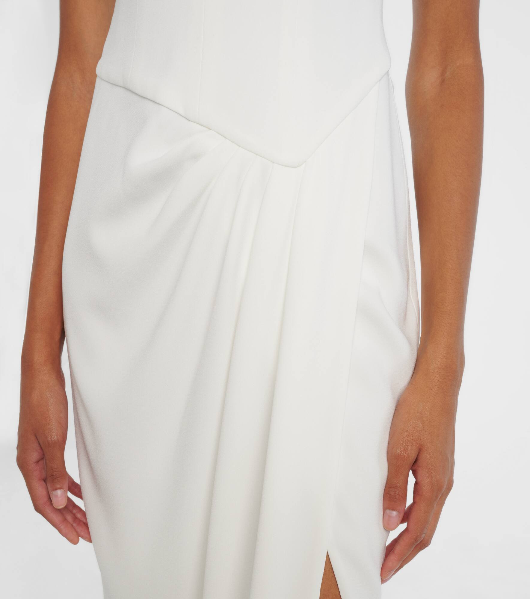 Bridal draped off-shoulder crêpe corset gown - 5