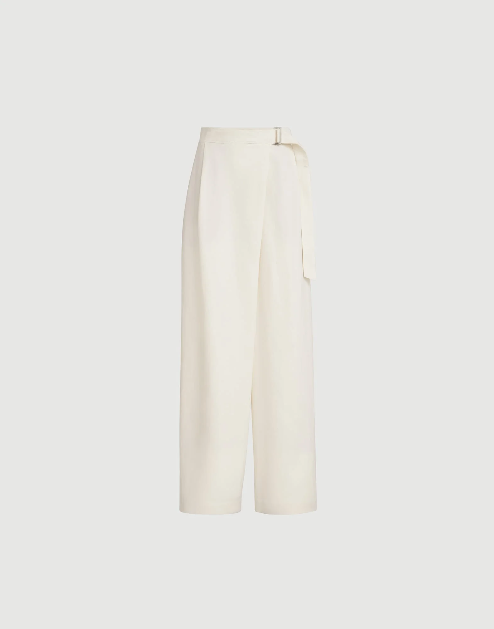 Viscose and linen fluid twill sartorial wrap trousers with monili - 1