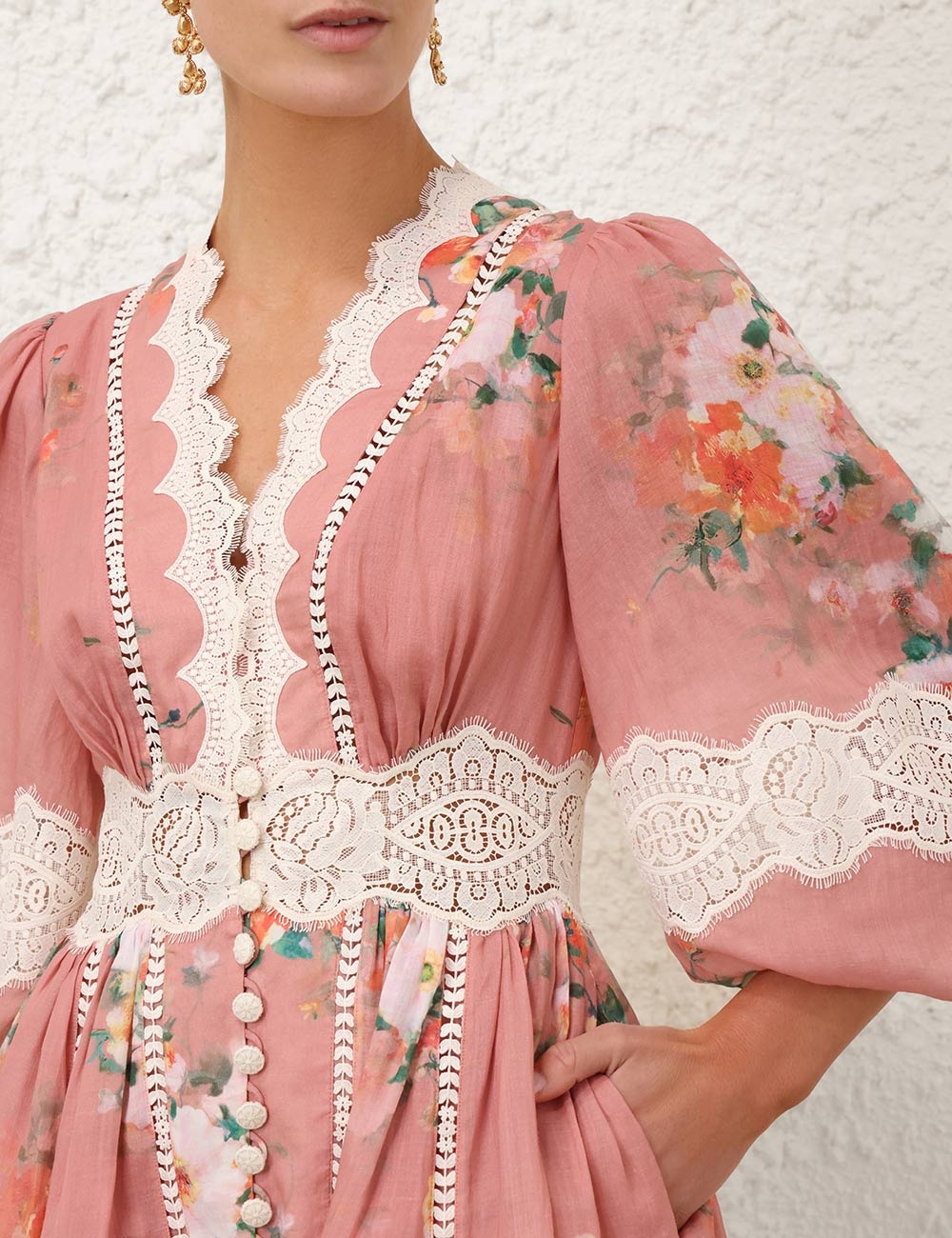 Zimmermann EVERLEY LACE TRIM MINI DRESS | REVERSIBLE